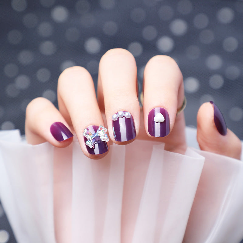 Purple Nails With Diamonds
